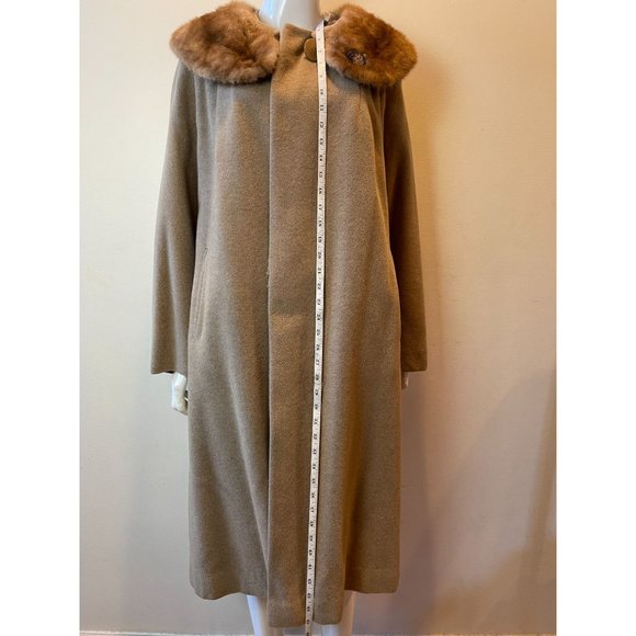 Famous Barr Vintage 1960 Womens Afghan Cashmere Coat Shagmoor Fur Collar Brown L - Picture 3 of 11